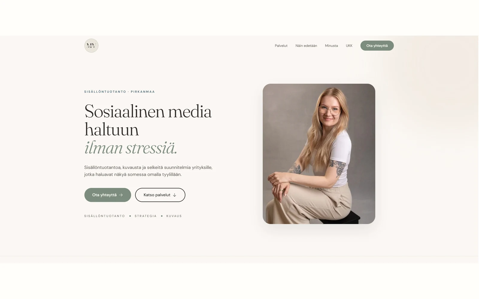 By Milja V -verkkosivuston etusivu